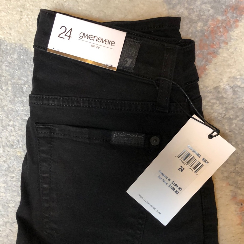 7 for all mankind Gwenevere black skinny jeans.